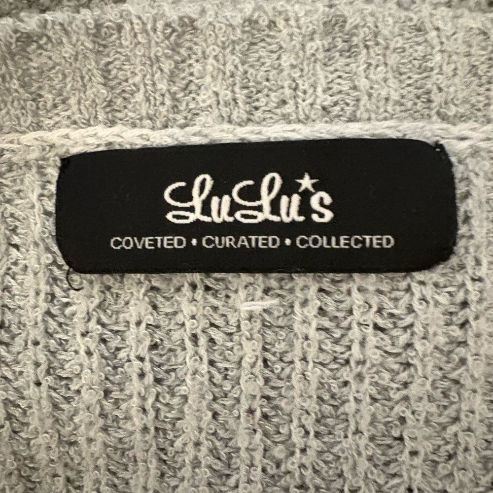 Lulu's Light Gray Textured Knit Top - Picture 4 of 4